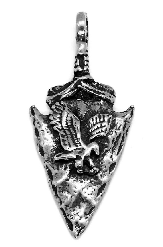 Native American Style Eagle Arrow Head Pendant Necklace - Eagle Arrowhead Pendant Necklace