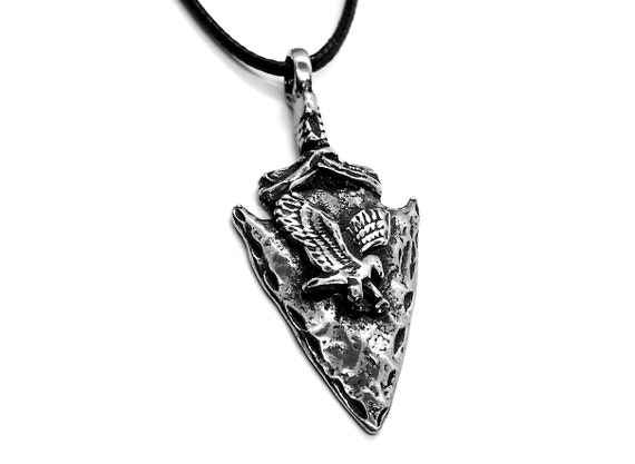 Native American Style Eagle Arrow Head Pendant Necklace - Eagle Arrowhead Pendant Necklace