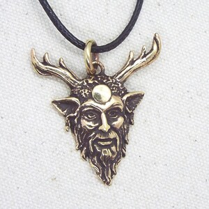 Bronze Head of Cernunnos Horned God Celtic Pendant