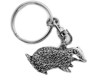 Silver Pewter Badger Keyring