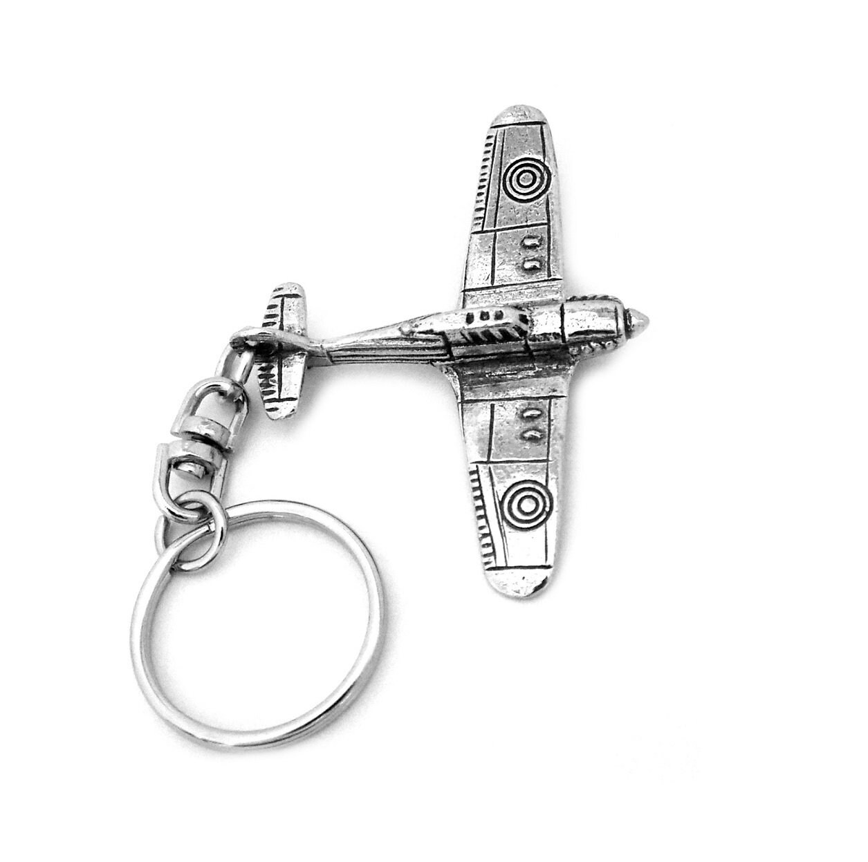 Spitfire Pewter Keyring World War 2, RAF Plane, Royal Air Force