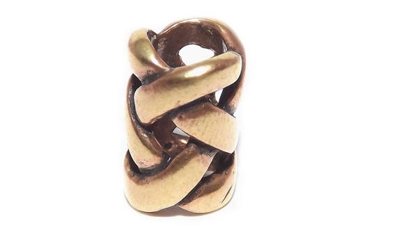 Double Knot Viking Celtic beard hair bead (6mm hole, made from Solid Bronze)