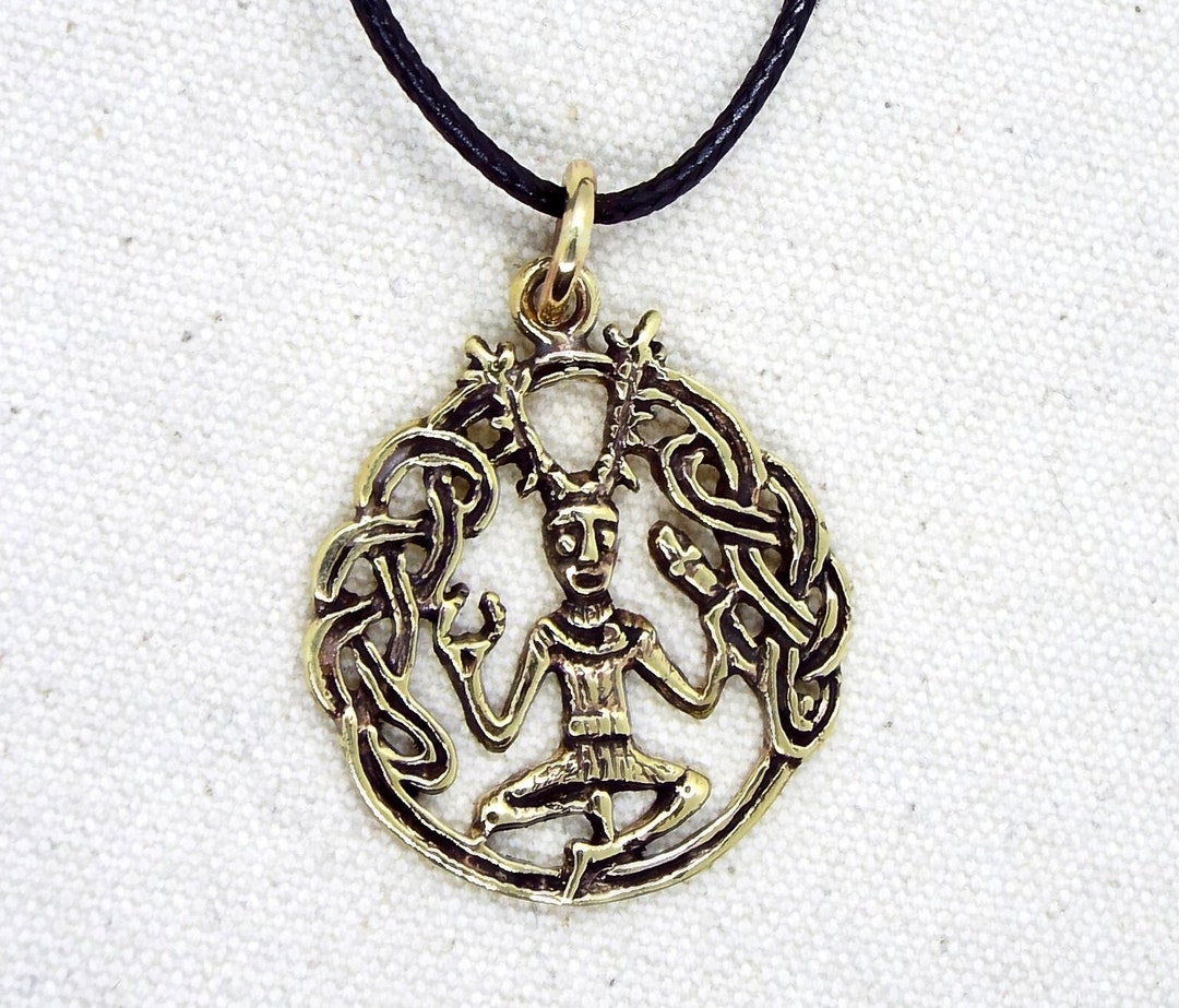 Round Pagan Horned God Cernunnos Pendant (solid Bronze) - Etsy