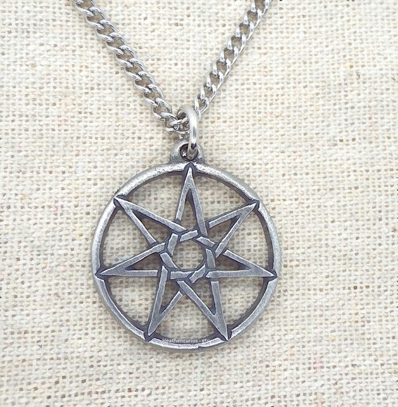 Seven Pointed Star Heptagram septogram Necklace Stainless