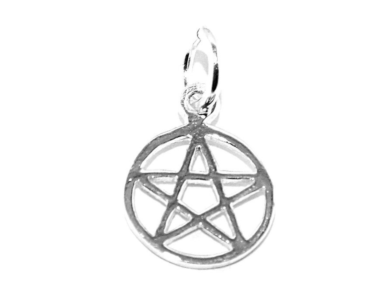 Tiny Pentacle Charm Pentagram Pendant Sterling Silver Pagan Etsy UK