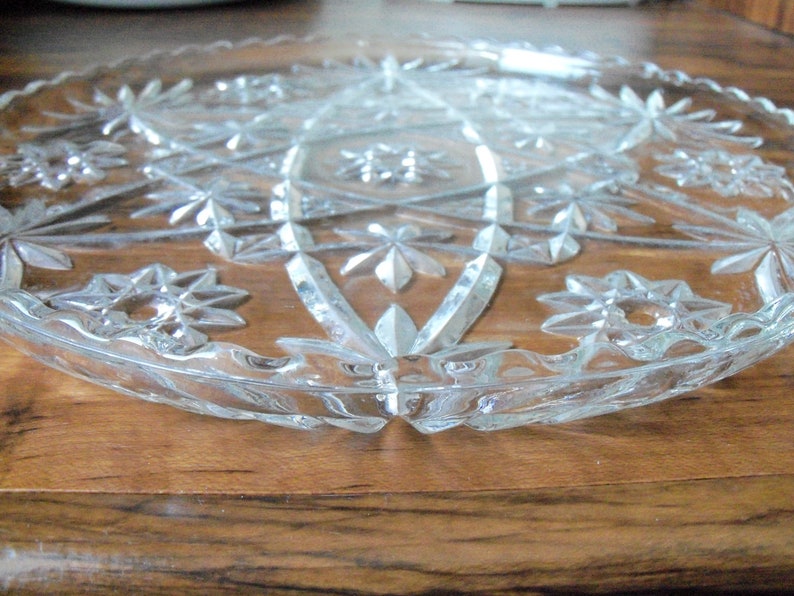 Vintage Crystal pie platter 11W #EV414