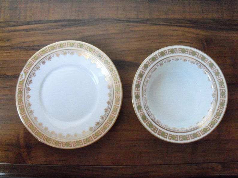 4.25W #EV252 Limoges custard bowl with saucer France