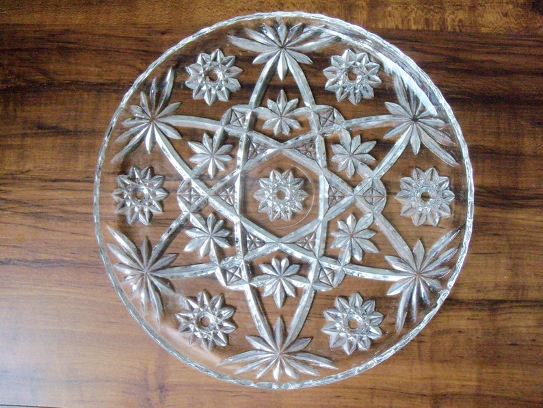 Vintage Crystal pie platter 11W #EV414