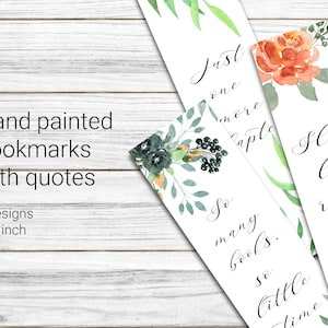 Printable Bookmarks Template PDF, Floral Bookmarks Set, bookmarks, Digital Bookmark Template, hand painted watercolor bookmark, Download