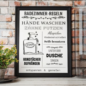 Bathroom Rules Printable Illustration Digital German Bathroom - Etsy