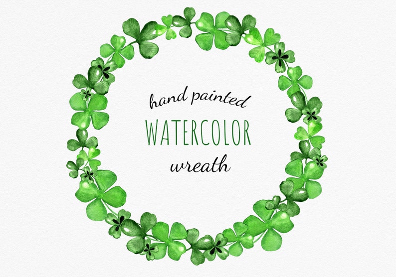 Download Watercolor Clover and Shamrock Wreath Clipart. St Patricks ...