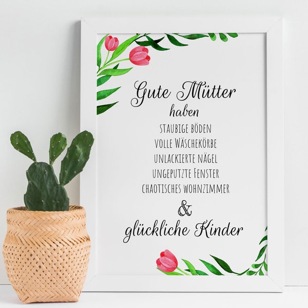 Gute Mütter Poster. Gift for mothers day in German. Funny quote printable. Instant download.