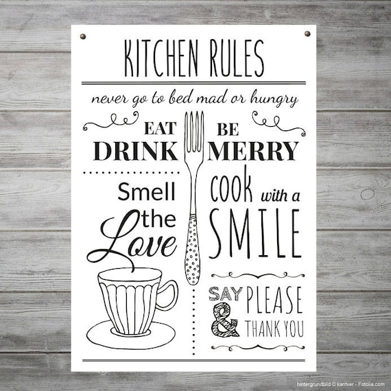Kitchen Rules Letterpress Art Print Kitchen Rules Letterpress Art Print