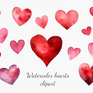 Aquarell rote und rosa Herzen Clipart. Valentinstag Clipart, Hochzeit, Valentinstag, Valentinstag