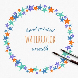 Aquarell Stern Kranz Clipart, Stern Rahmen, helle Sterne Grenze, Weihnachtskarte diy, Weihnachtsessen einladen, Sterne für Babyshower. Digitale