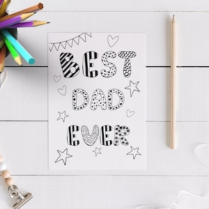 Father's Day Card, DIY Card, Digital Birthday Coloring Card, Dad Greeting Card, Coloring Greeting Card, Best Dad Ever. Download