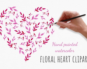 Watercolor Red and Pink Hearts Clipart. Valentines Day Clipart, Wedding ...