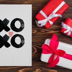 Biglietto XOXO, biglietto di San Valentino stampabile, biglietto d'amore ad acquerello, biglietto dei migliori amici per sempre, buon San Valentino. Download istantaneo