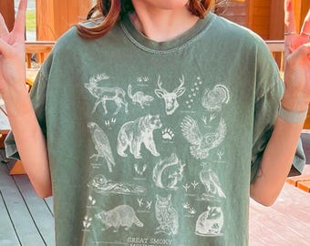 Smoky Mountains National Park T-shirt, Tennessee Wildlife Art, Comfort Colors® Unisex S to 4XL