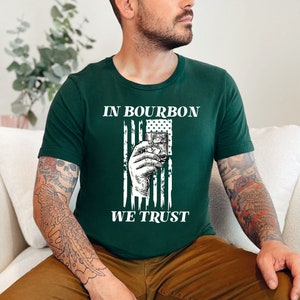Funny American Flag Bourbon Shirt Gift for Military Husband Dad Gift Father&#39;s Day Patriotic Whiskey Lovers Graphic Tee Unisex Gift for Him