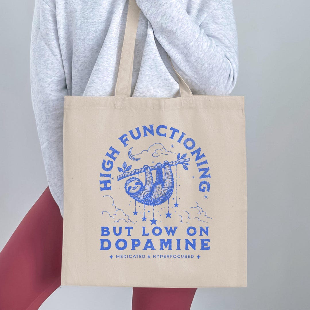 Adhd Sloth ADHD Sloth Tote Bag: Funny Mental Health Quote - Etsy