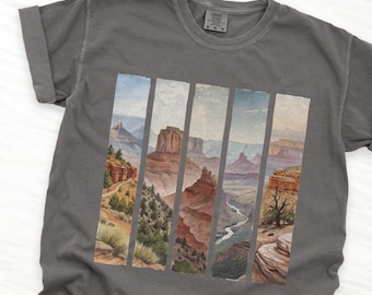 Grand Canyon National Park Shirt, Trendy Nature Arizona T-shirt, Brushstroke Watercolor Graphic Tee, Unisex Comfort Colors® S to 4XL