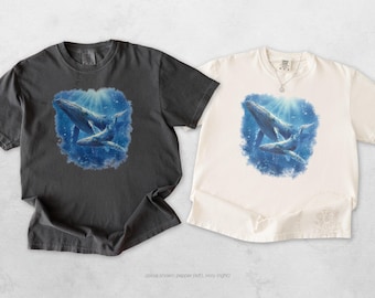 Humpback Whales Shirt, Retro Nature Graphic Tees, Comfort Colors Unisex S to 4XL (M0816D25)