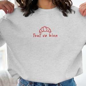 Sweat-shirt en forme de croissant mignon, sweat-shirt à enfiler esthétique français pour femme, unisexe qui dit tout est beau, tailles S à 5XL