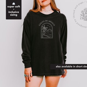 Camiseta Golfo de México, camiseta con gráfico de playa de verano, camiseta con palmera al atardecer, camiseta del golfo mexicano, camiseta de vacaciones costeras