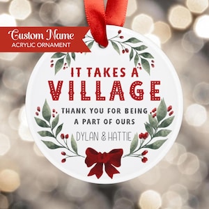 It Takes a Village Personalized Preschool Ornament, Daycare Teacher Gifts for 2024, Christmas Gift Daycare Provider Nanny or Babysitter