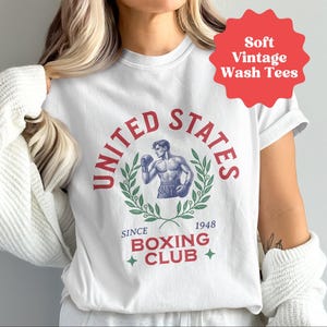Comfort Colors® USA Boxing Club T-Shirt, Vintage Boxing Graphic Tee, United States Boxing Club Shirt, Retro Boxer Design