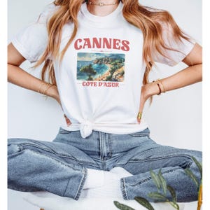 French Riviera Vintage Travel Poster Tee,  Retro France Beach Premium Heavyweight Graphic T-shirt