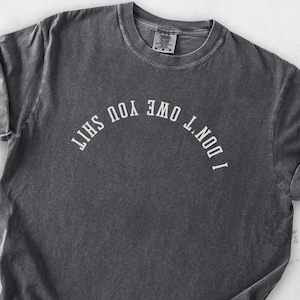 Camiseta feminista sarcástica, camiseta "No te debo nada", camiseta política por los derechos de las mujeres, camiseta con letras al revés, Comfort Colors® (tallas S a 4XL)