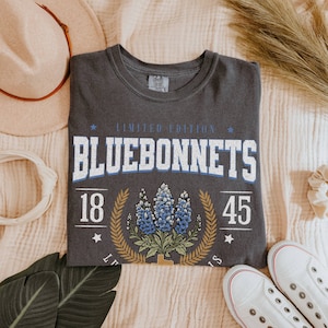 Texas Bluebonnets Wildflower Shirt,  Vintage Wash Floral T-Shirt, Birthday Gift Idea  for Gardening Lovers