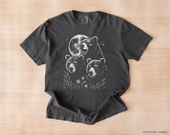 Camiseta Bear Moon, Comfort Colors® Unisex, tallas S a 4XL (tallas juveniles disponibles)