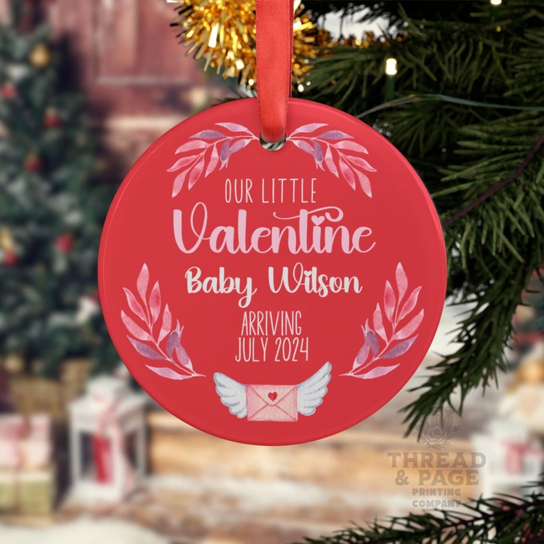 Personalized Baby Reveal Ornament, Custom Valentine's Day Coming Soon Acrylic Ornament, New Baby