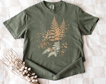 Fern Graphic Tee, Cottagecore Aesthetic Clothing, Botanical Comfort Colors Shirt, Fern Plant T-Shirt, Nature Lover Gift Unisex Shirt