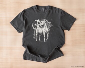 Camiseta Unicornio Luna, Comfort Colors® Unisex, tallas S a 4XL (tallas juveniles disponibles)
