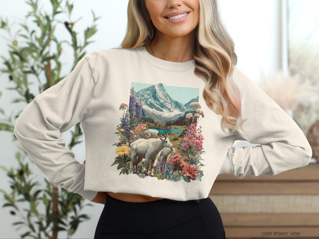 Wildlife Scene Mountain Goat Shirt Comfort Colors® Long Sleeve