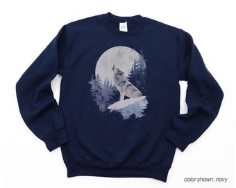 Howling Wolf Wildtiere Sweatshirt | Rundhalsausschnitt oder Hoodie | Unisex S bis 5XL (M1130D25)