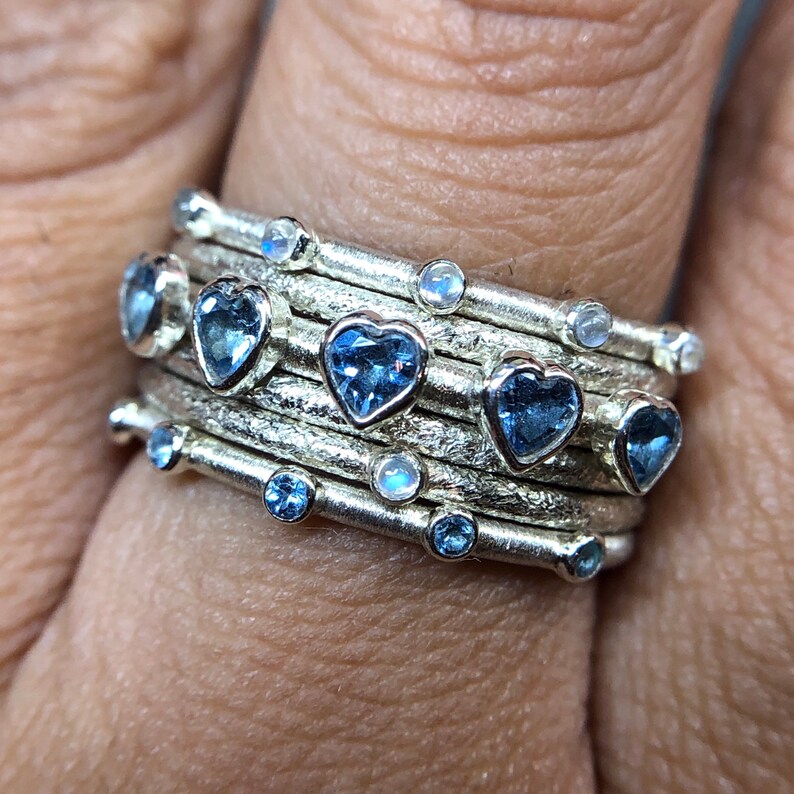 Slim Moonstone Eternity Stacking Sterling Silver Ring