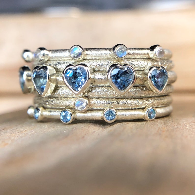 Slim Moonstone Eternity Stacking Sterling Silver Ring