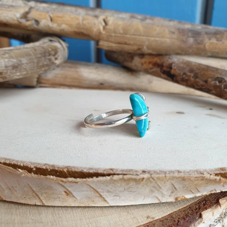 Chrysocolla Ring Raw Turquoise Colored Gemstone Adjustable Ring Blue Chrysocolla Jewelry Wife Gift For Sister Gift For Mom Unisex Gift