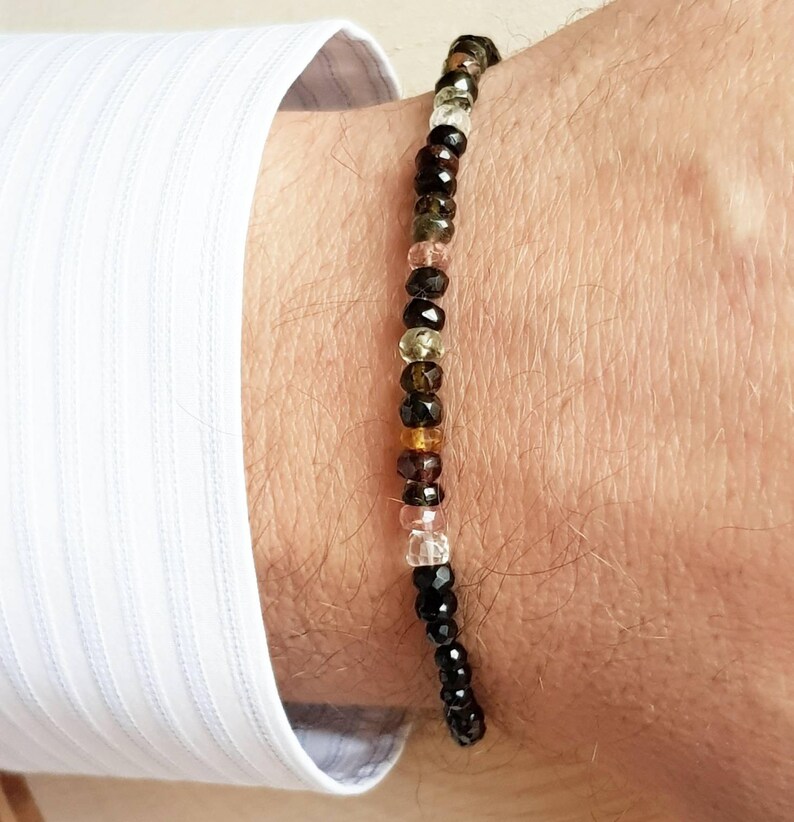 Black Tourmaline Bracelet Men Bracelet Watermelon Tourmaline Etsy