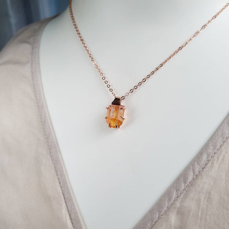 Imperial Topaz Necklace Raw Topaz Pendant November Birthstone Etsy