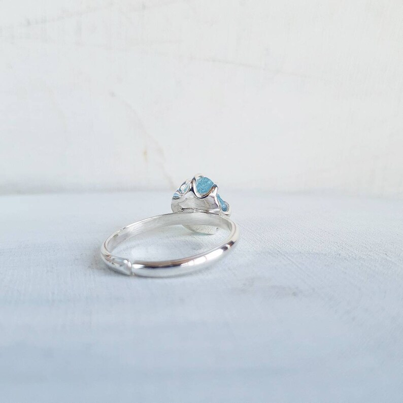 Aquamarine Ring Raw Aquamarine Crystal Stone Adjustable Ring Engagement Ring March Birthstone