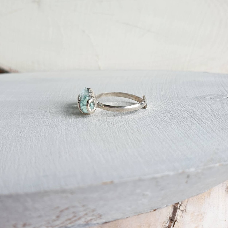 Aquamarine Ring Blue Solid Silver 925 Aquamarine Ring Engagement Ring Promise Rough Aquamarine Uncut Aquamarine Anniversary March Birthstone