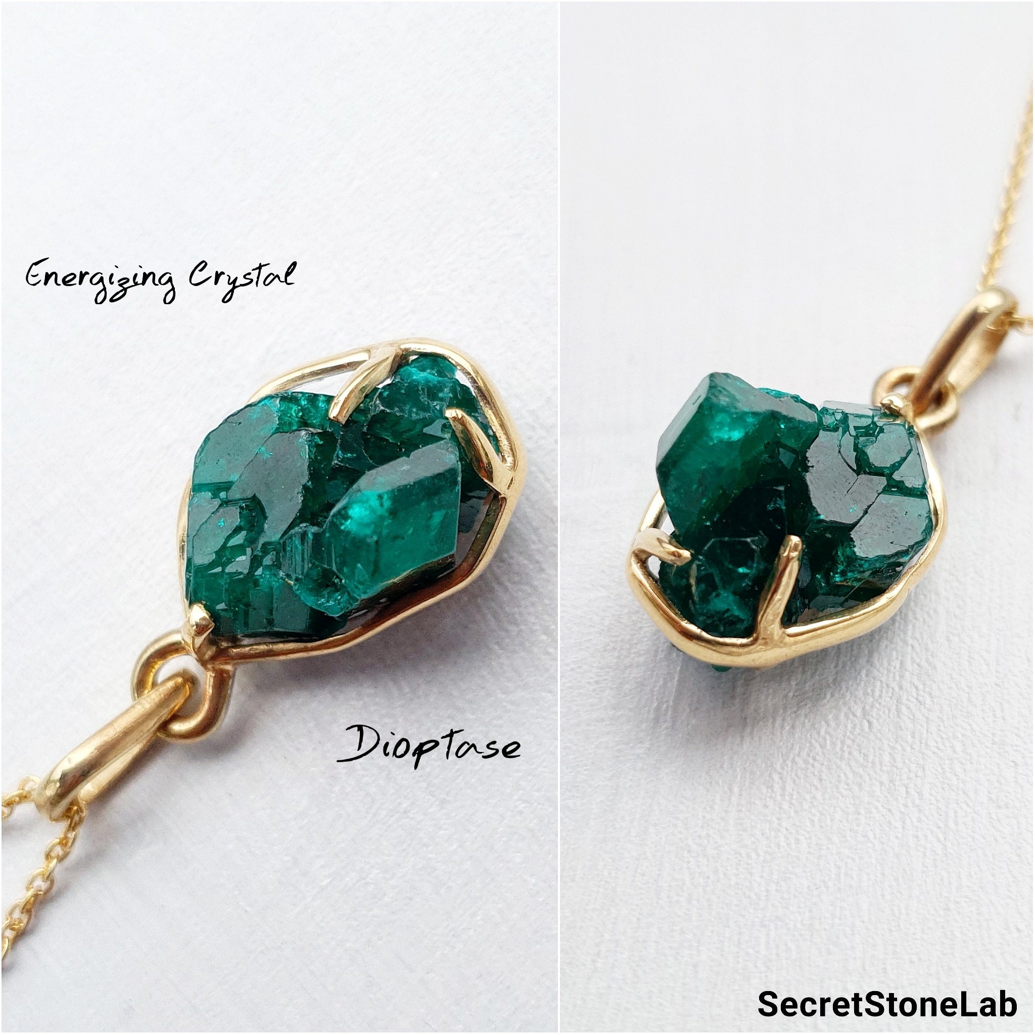 Dioptase Necklace Dioptase Pendant Jewelry Raw Dioptase Etsy