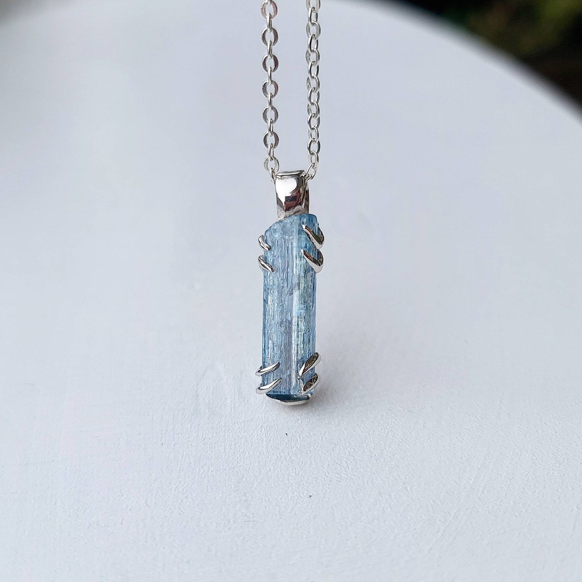 Aquamarine Necklace Raw Aquamarine Crystal Pendant Blue Etsy