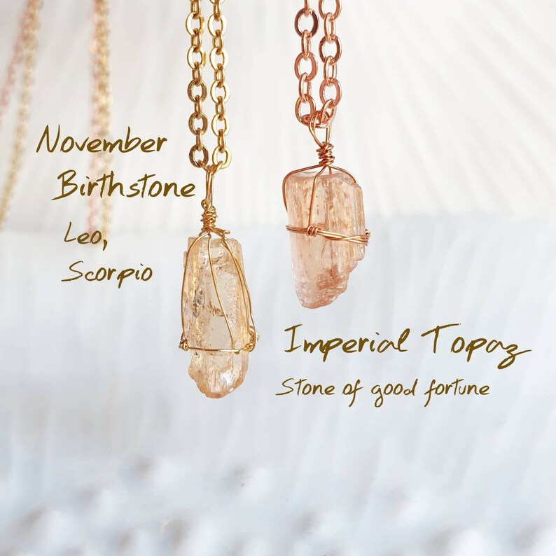 Imperial Topaz Necklace Raw Topaz Pendant November Birthstone Etsy